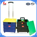 Foldable plastic PP shopping mobile food trolley carts folding push shopping cart